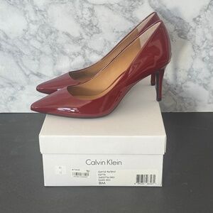 Calvin Klein Gayle Patent Leather Pumps – Dark Red – Size 8M